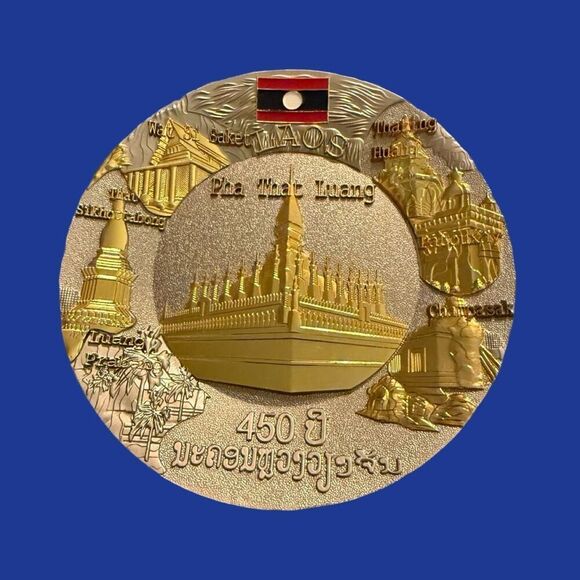 Commemorative Plate 450th anniversary of Pha That Luang in Vientiane Loas 4” - Picture 2 of 5